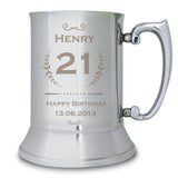 Personalised Age Crest Stainless Steel Tankard: 2 Tankards By Gift Moments
