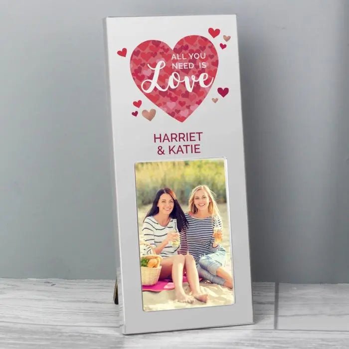 Personalised ’All You Need is Love’ Confetti Hearts 2x3 Photo Frame: 3 - Photo Frames By Gift Moments