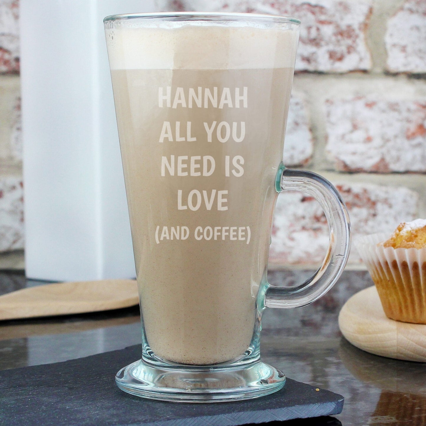 Personalised All You Need Is Love Latte Glass: 1 - Latte Mugs By Gift Moments