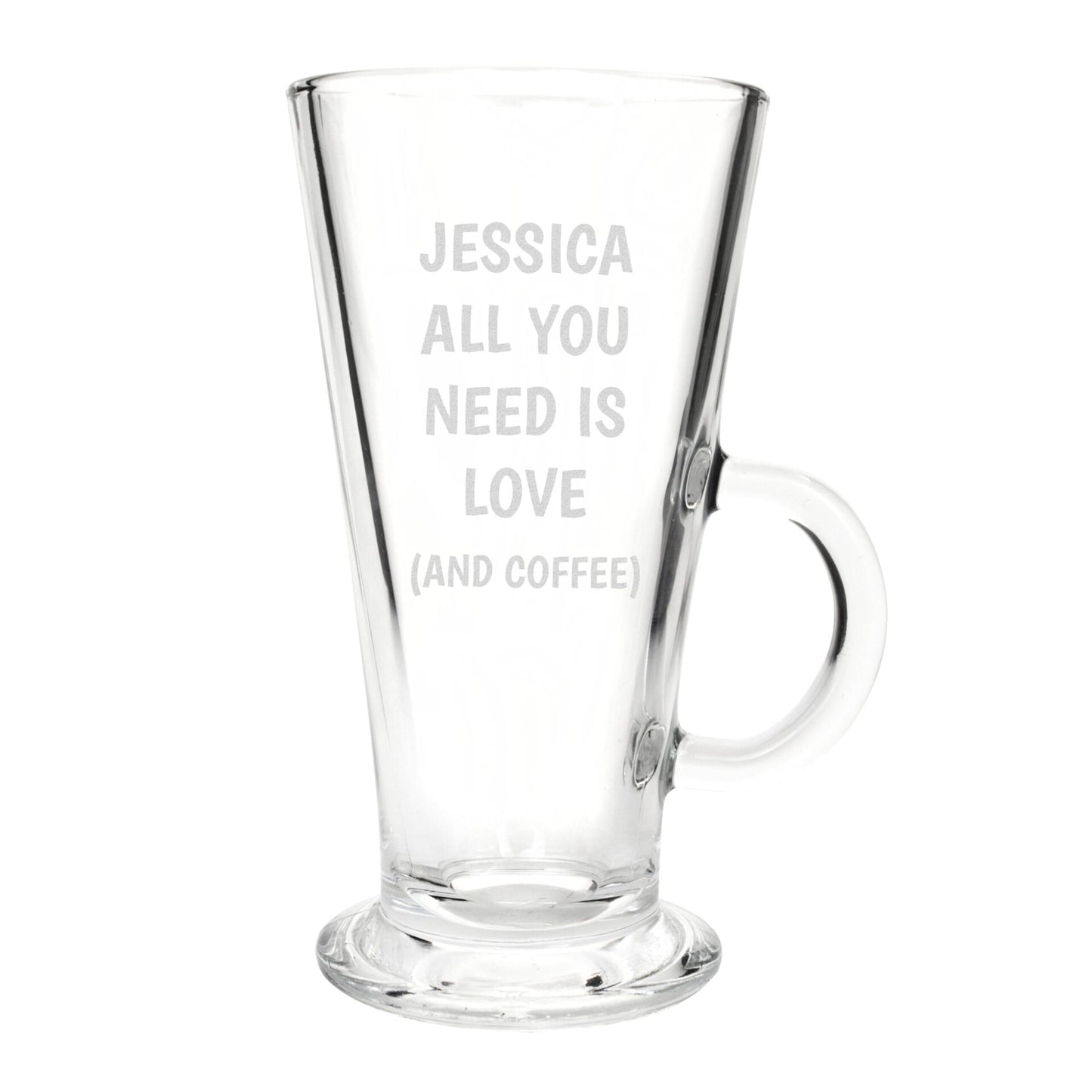 Personalised All You Need Is Love Latte Glass: 3 - Latte Mugs By Gift Moments