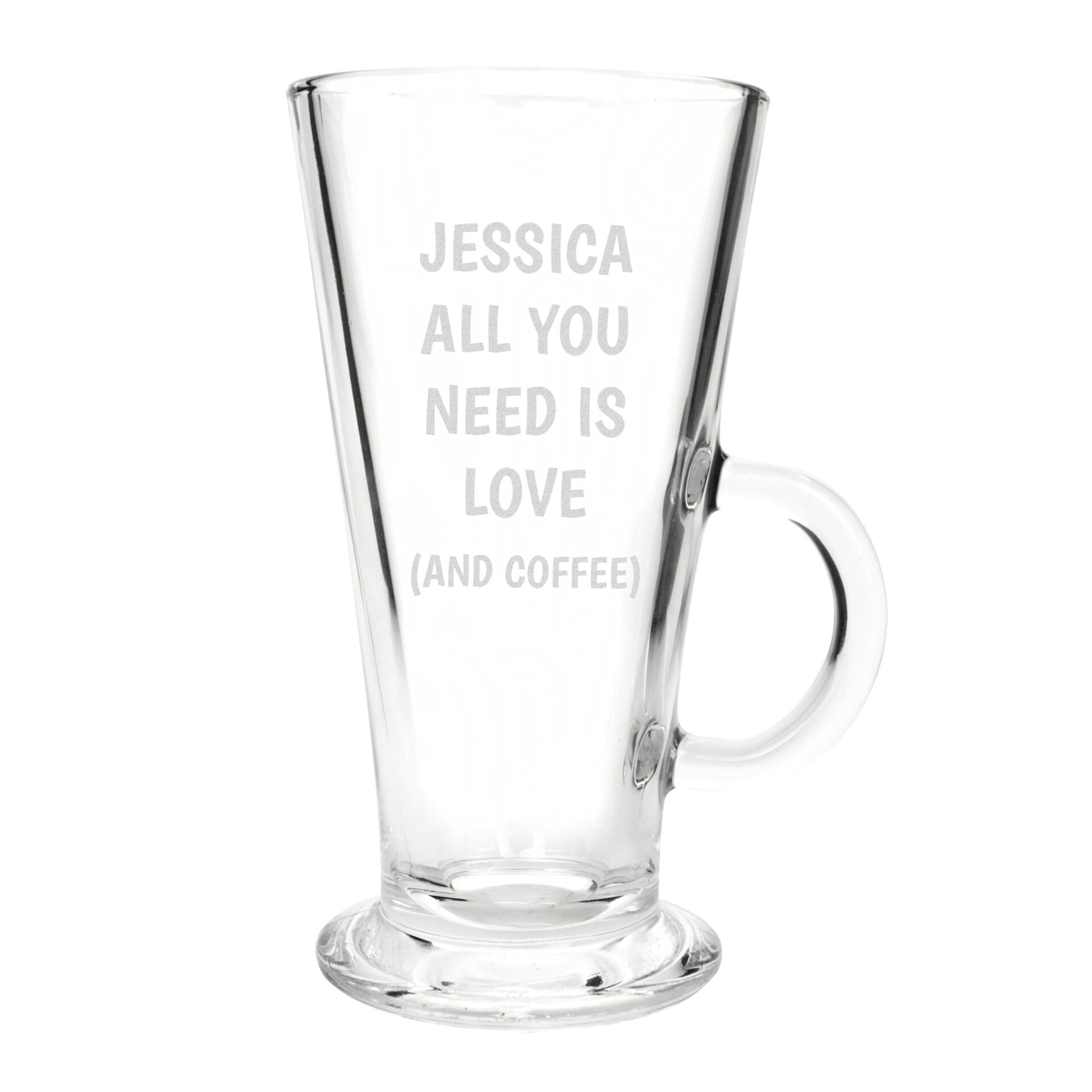 Personalised All You Need Is Love Latte Glass: 3 - Latte Mugs By Gift Moments