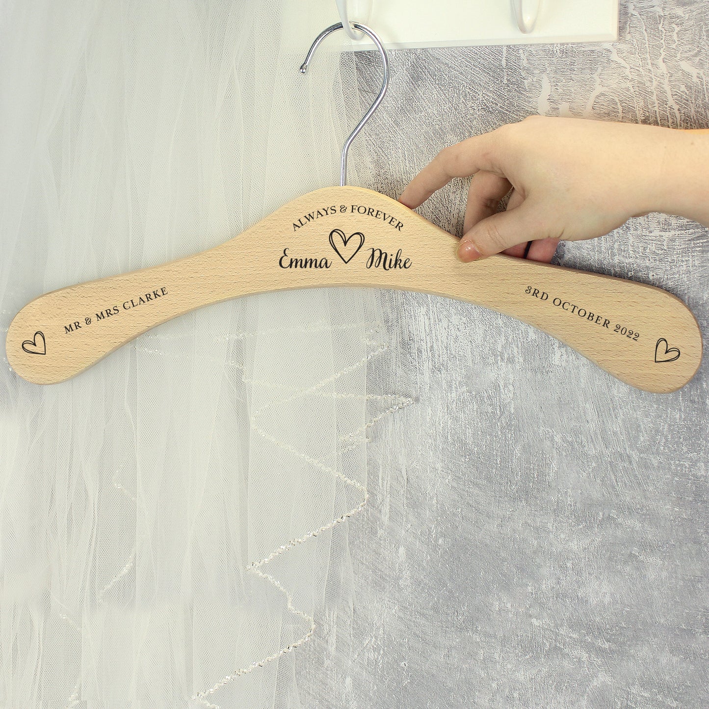 Personalised Always & Forever Wooden Hanger: 3 - Keepsakes By Gift Moments