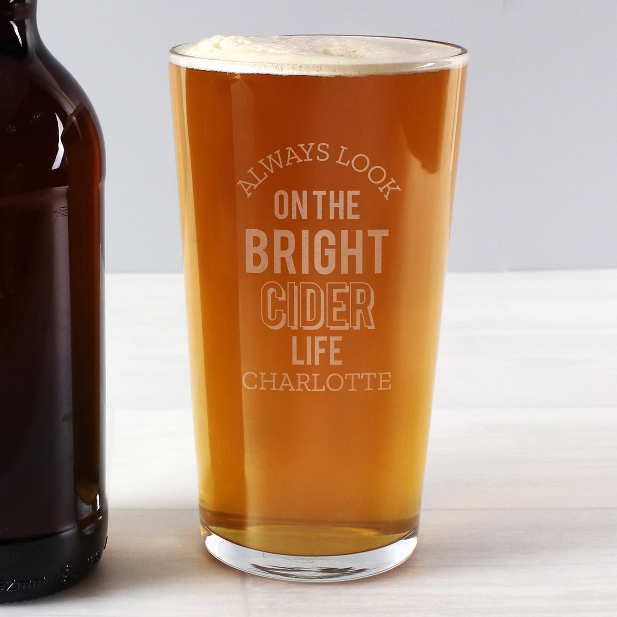 Personalised Always Look On The Bright Cider Life Pint Glass: 1 - Beer Glasses By Gift Moments