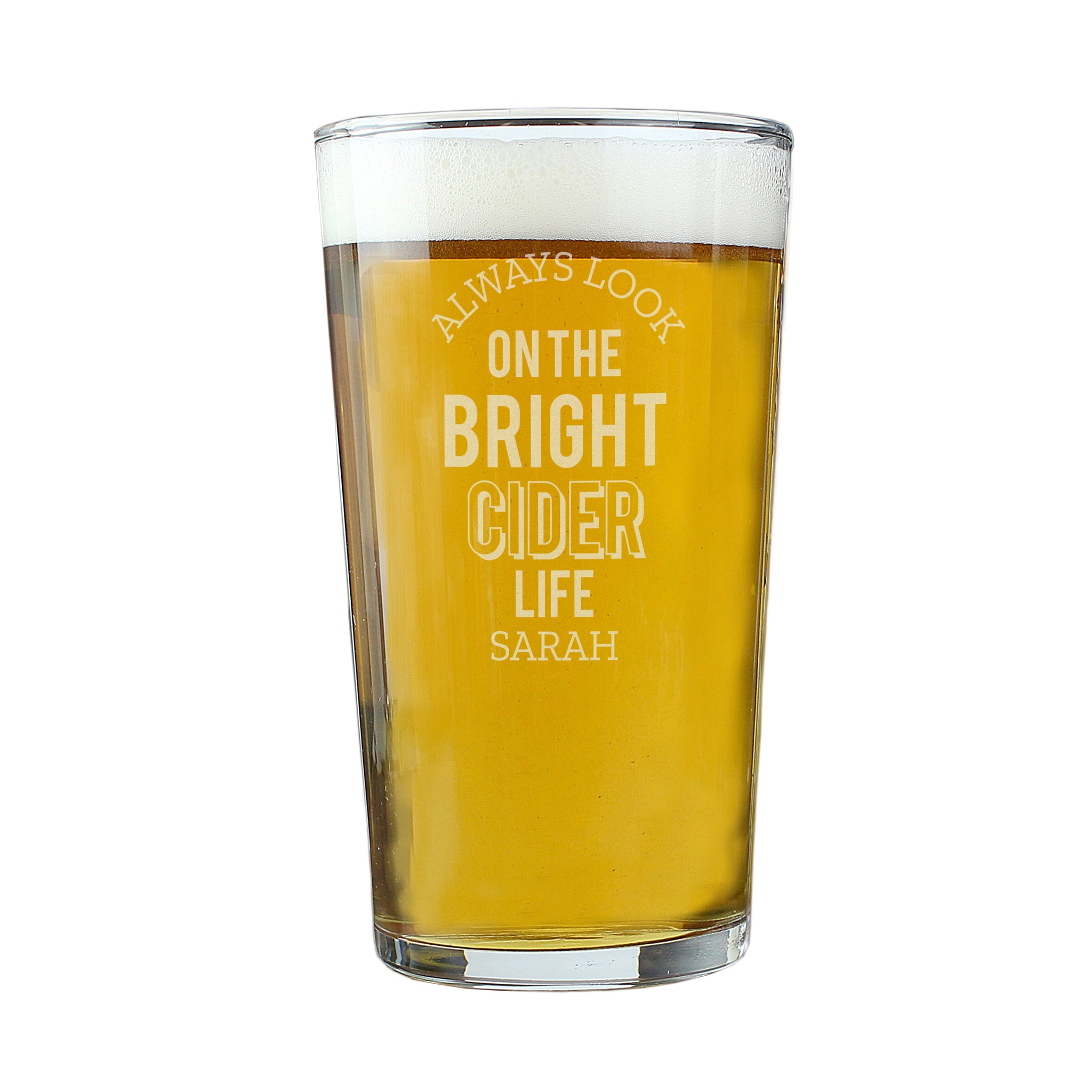 Personalised Always Look On The Bright Cider Life Pint Glass: 2 - Beer Glasses By Gift Moments