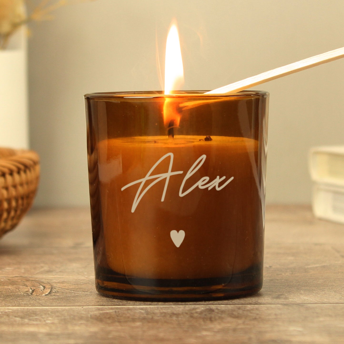 Personalised Amber Glass Candle: 3 - Candles By Gift Moments