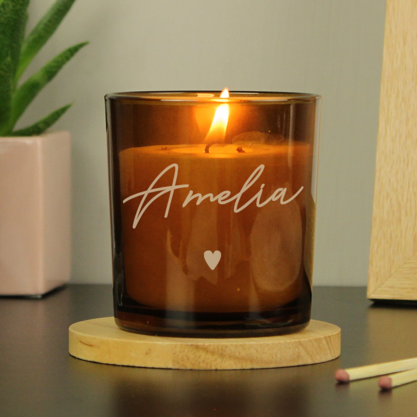 Personalised Amber Glass Candle: 1 - Candles By Gift Moments