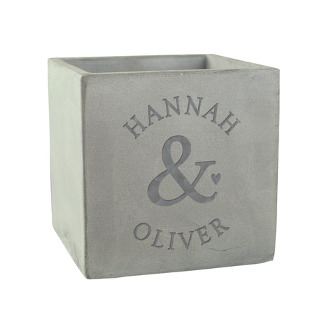 Personalised Ampersand Couples Concrete Plant Pot: 4 - Pots & Planters By Gift Moments
