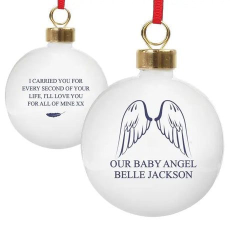 Personalised Angel Wings Bauble: 6 - Christmas Baubles By Gift Moments