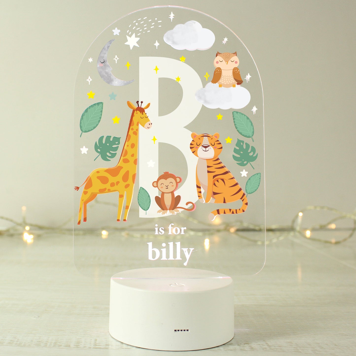 Personalised Animal Alphabet LED Colour Changing Night Light: 5 - LED Lighting By Gift Moments