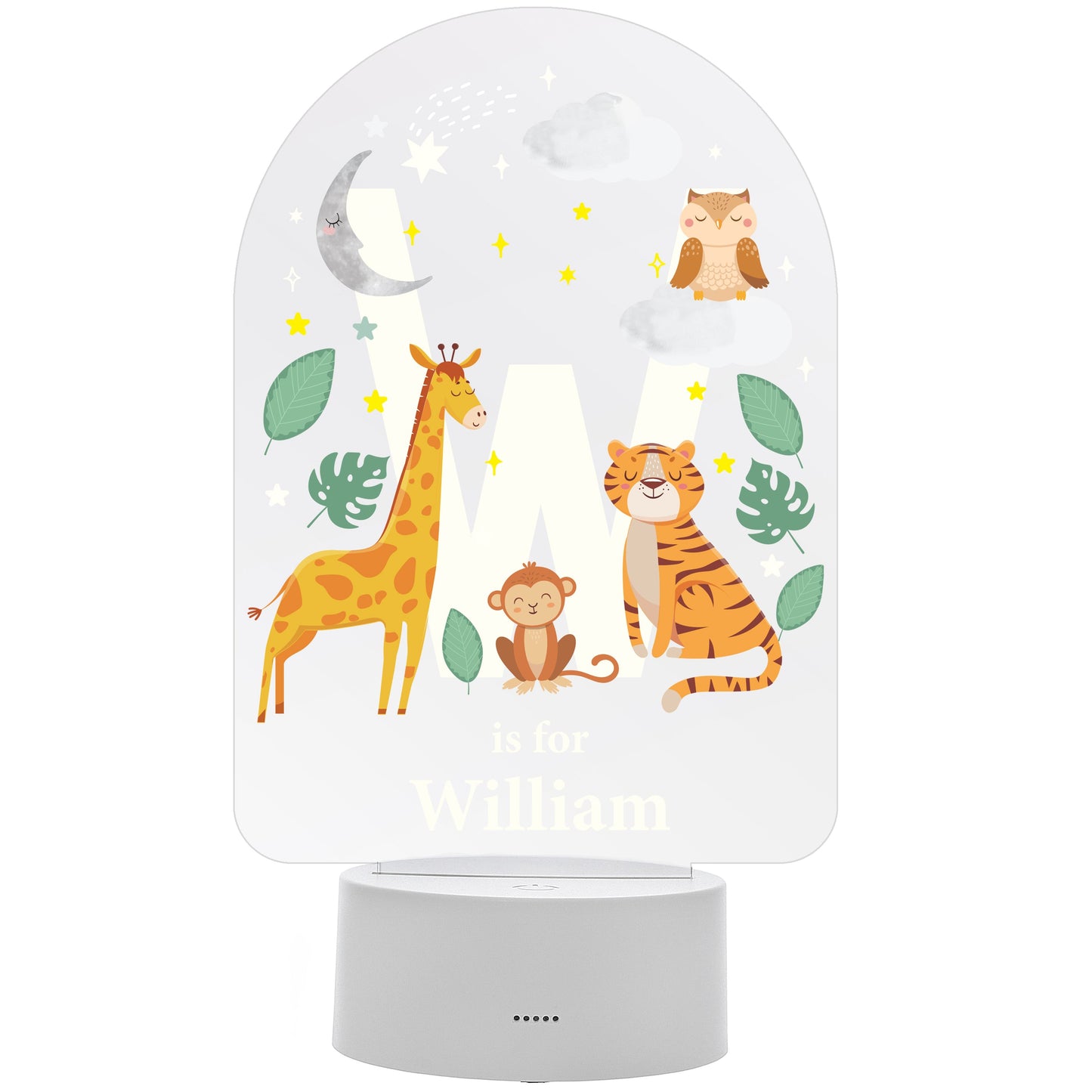 Personalised Animal Alphabet LED Colour Changing Night Light: 6 - LED Lighting By Gift Moments