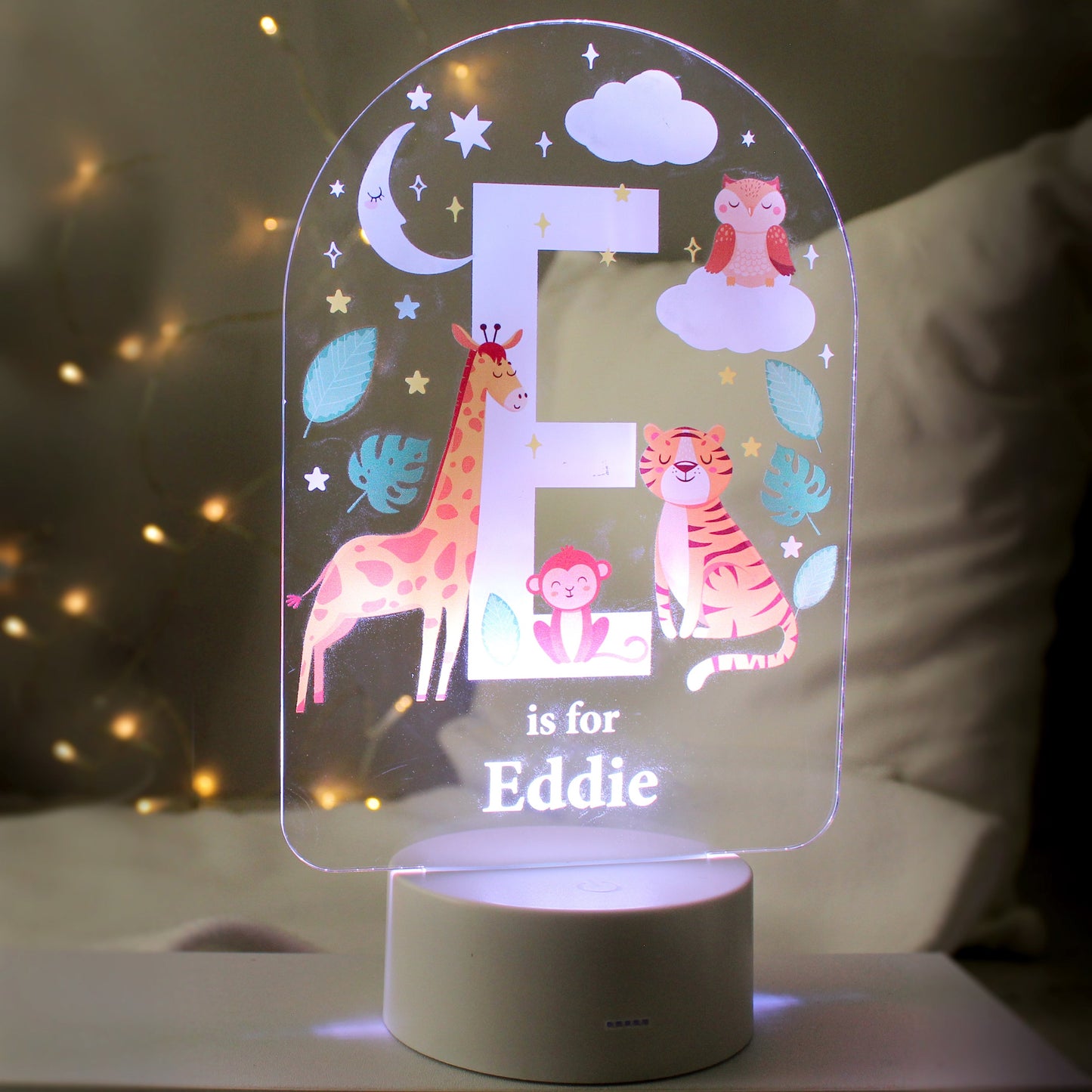 Personalised Animal Alphabet LED Colour Changing Night Light: 4 - LED Lighting By Gift Moments