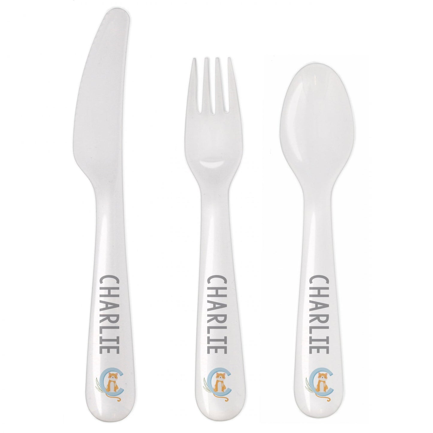 Personalised Animal Alphabet Plastic Cutlery: 3 - Cutlery Sets By Gift Moments