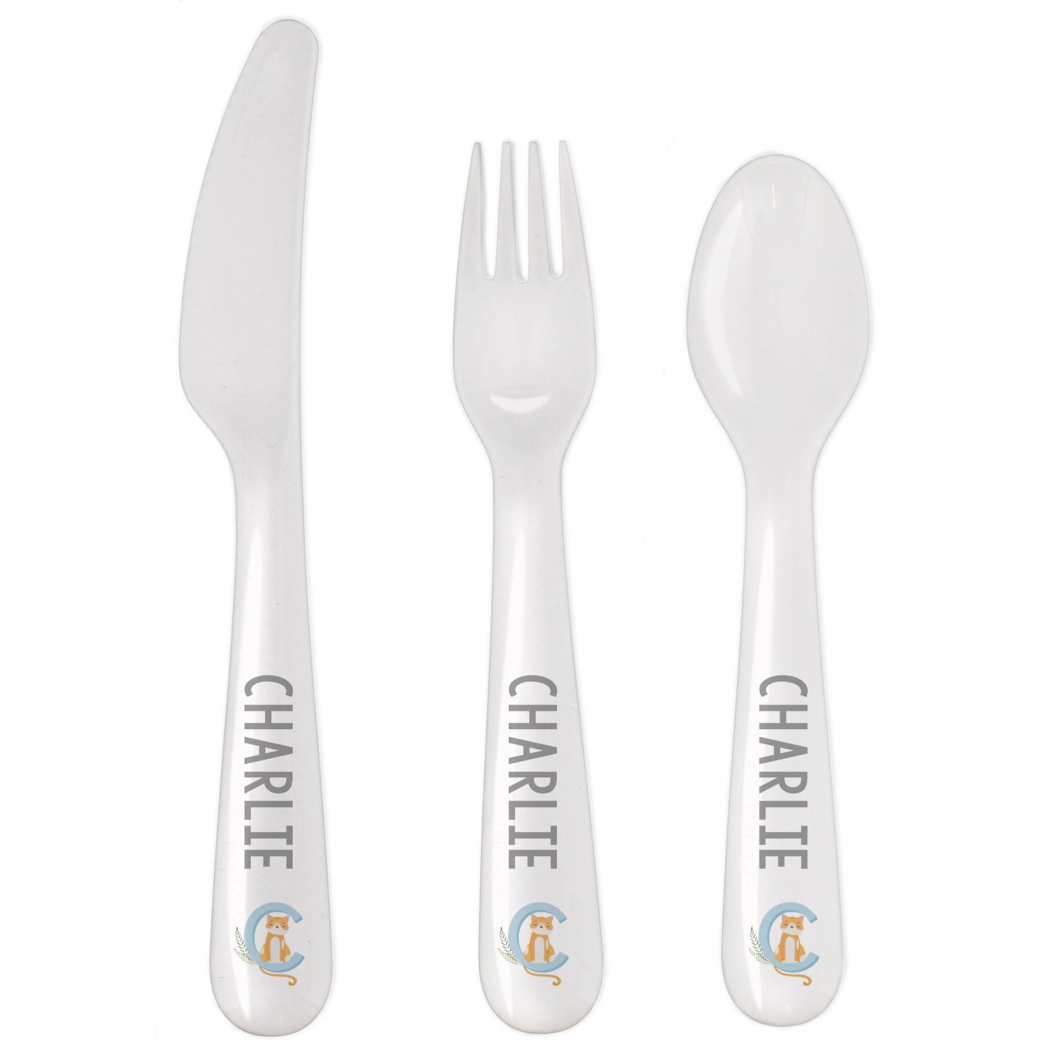 Personalised Animal Alphabet Plastic Cutlery: 3 - Cutlery Sets By Gift Moments