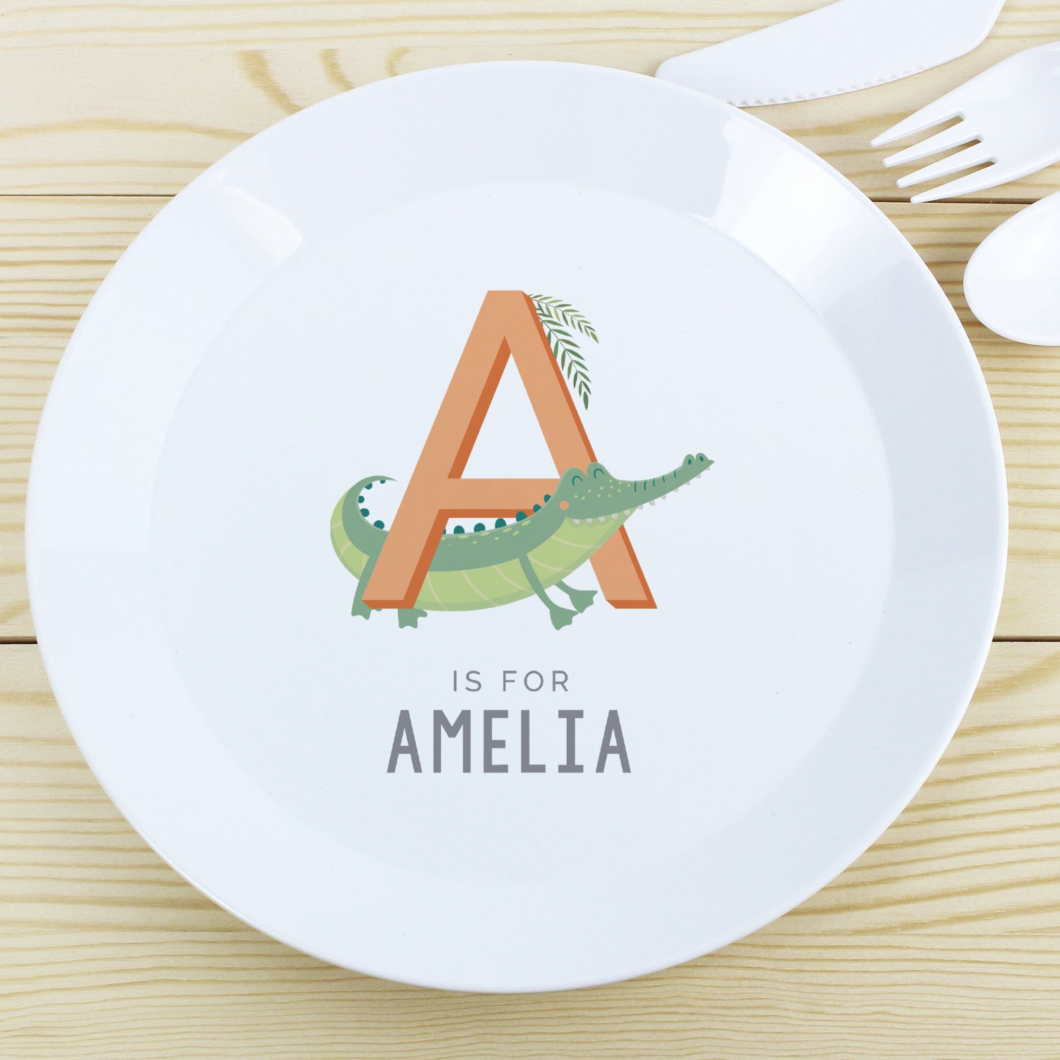 Personalised Animal Alphabet Plastic Plate: 2 - Tableware By Gift Moments