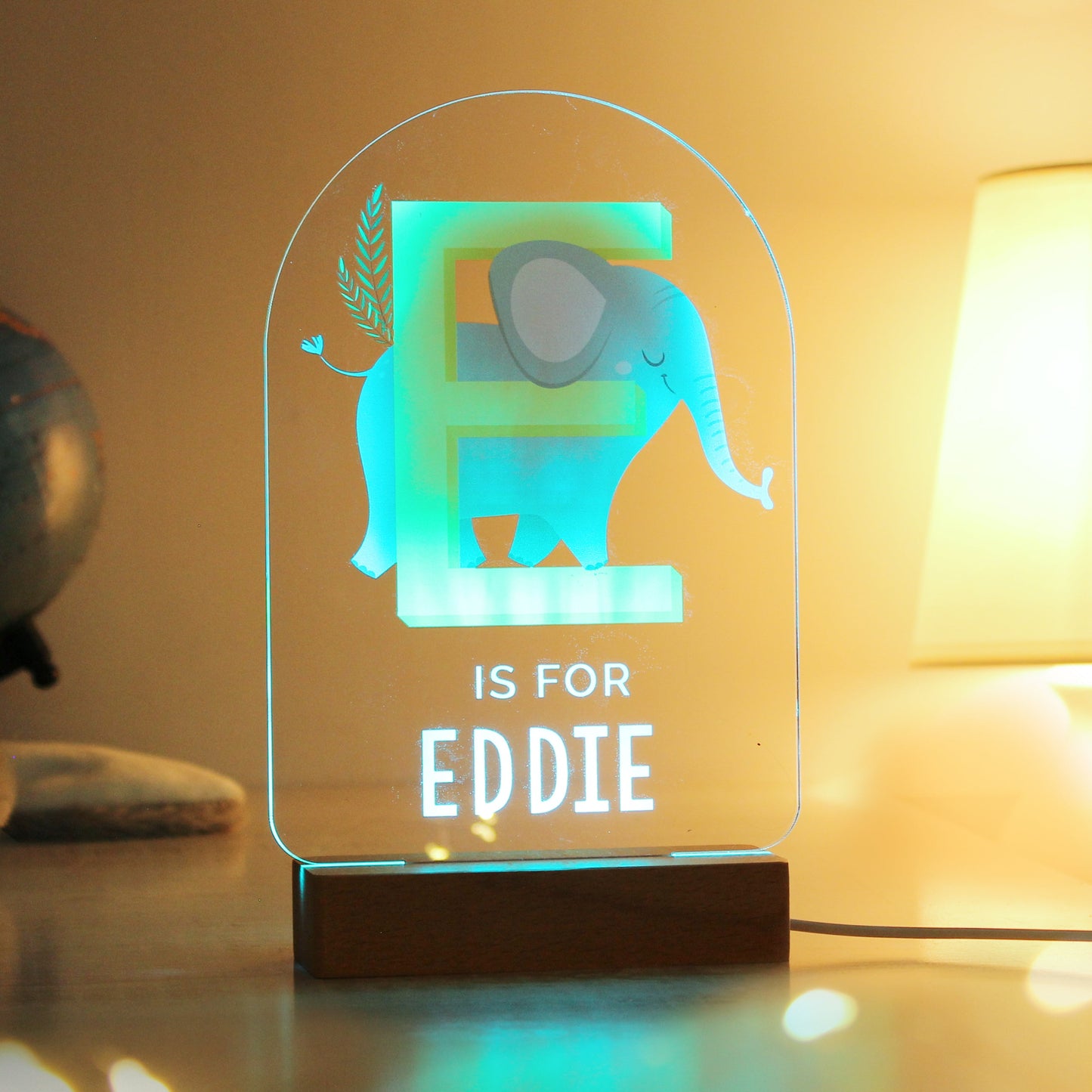 Personalised Animal Alphabet Wooden Based LED Light: 8 - LED Lighting By Gift Moments