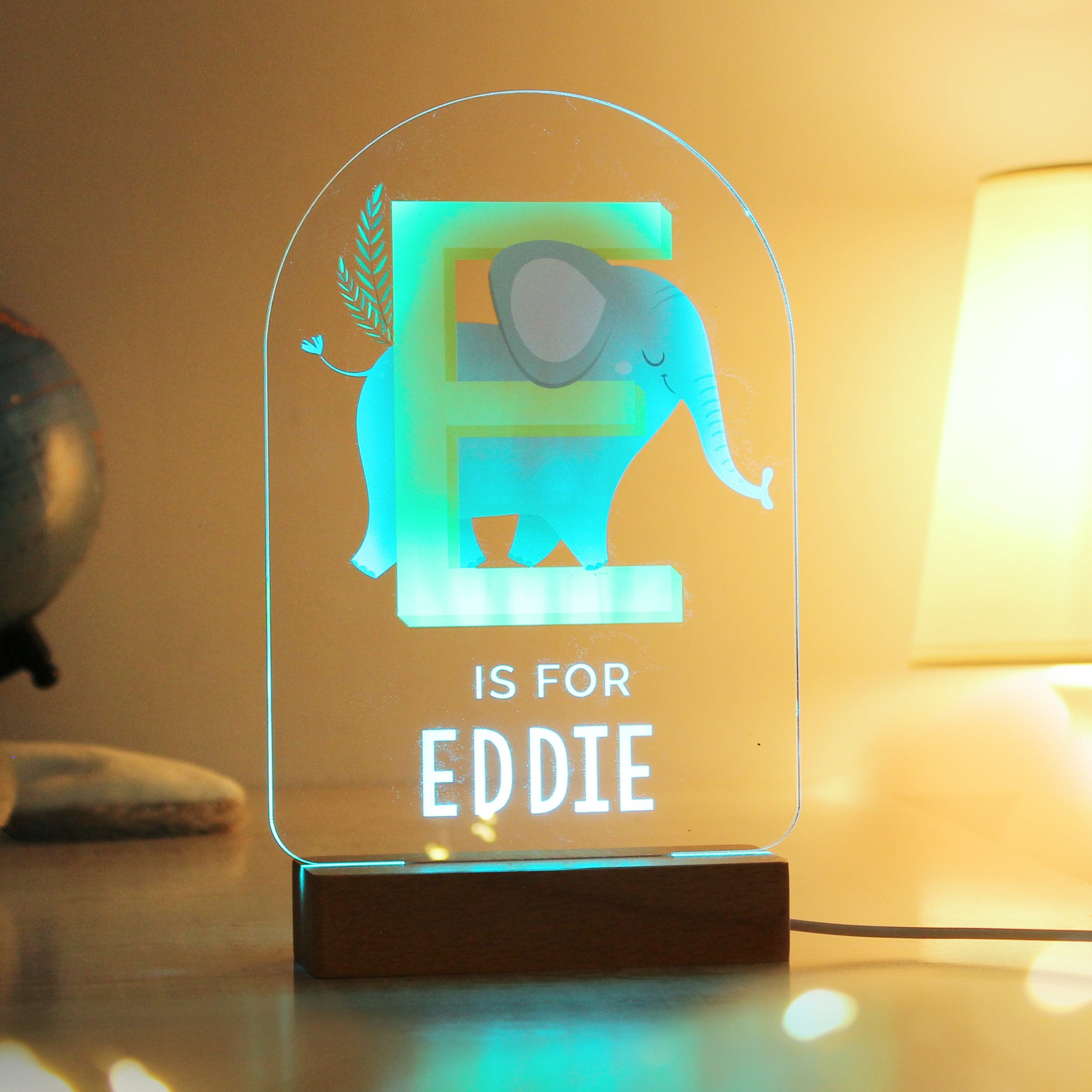 Personalised Animal Alphabet Wooden Based LED Light: 8 - LED Lighting By Gift Moments