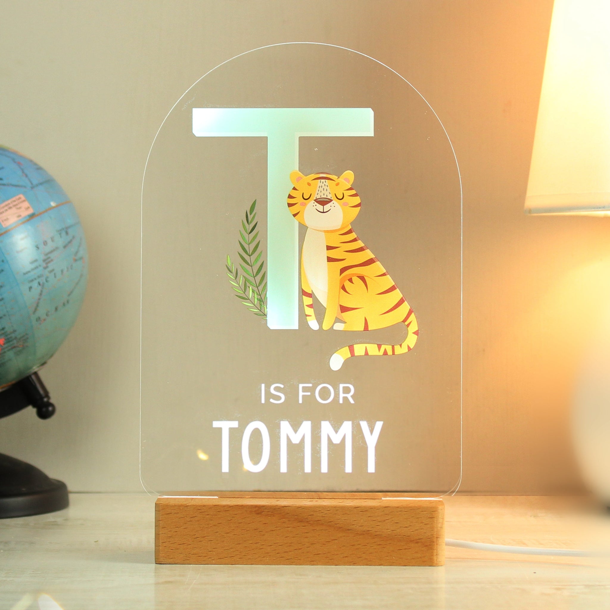 Personalised Animal Alphabet Wooden Based LED Light: 1 - LED Lighting By Gift Moments