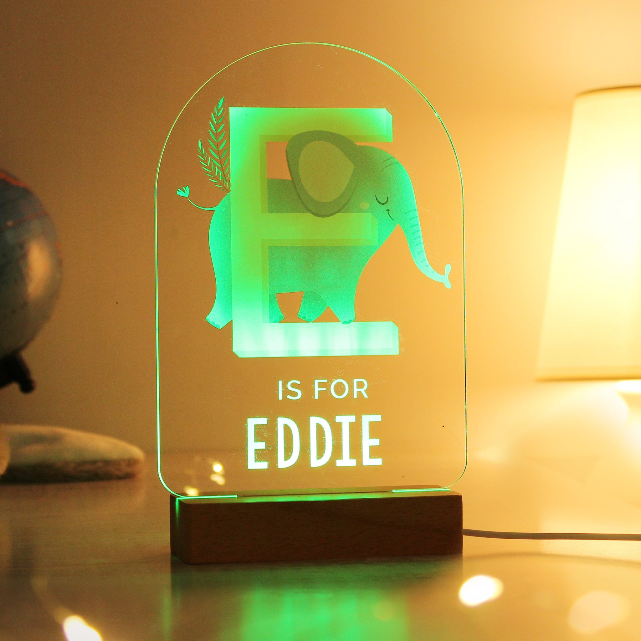 Personalised Animal Alphabet Wooden Based LED Light: 6 - LED Lighting By Gift Moments