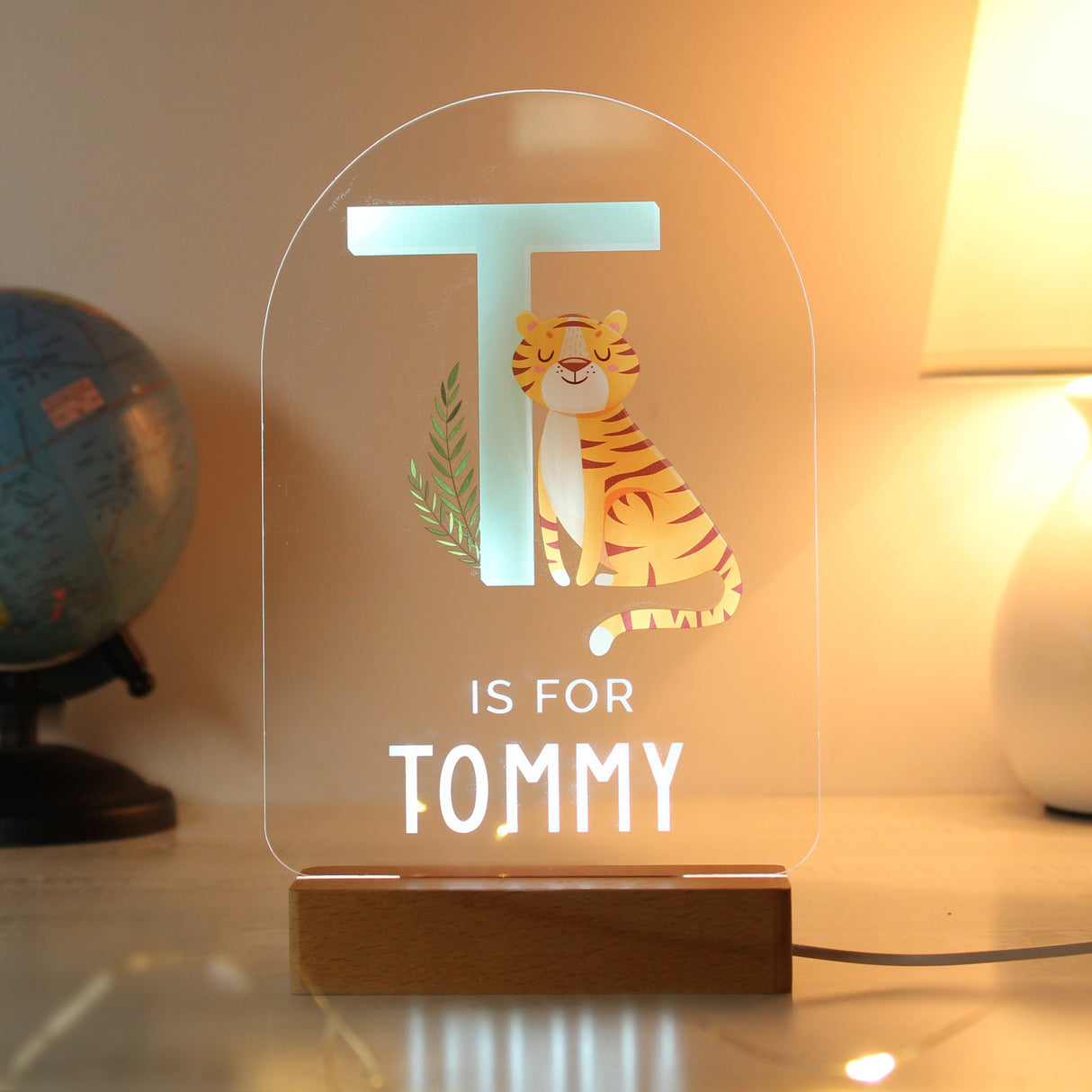 Personalised Animal Alphabet Wooden Based LED Light: 5 - LED Lighting By Gift Moments