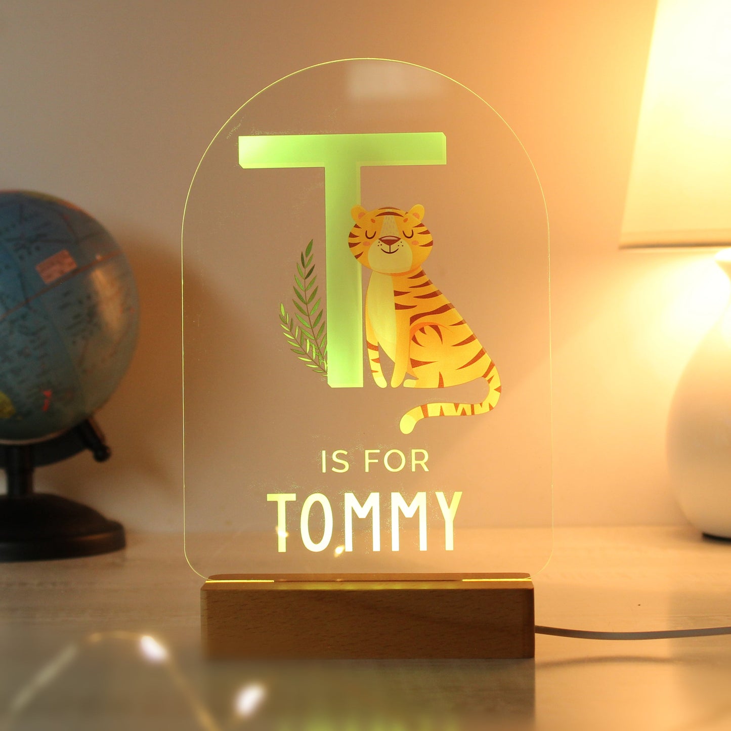 Personalised Animal Alphabet Wooden Based LED Light: 9 - LED Lighting By Gift Moments