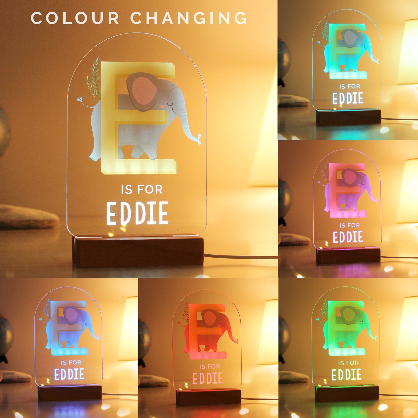 Personalised Animal Alphabet Wooden Based LED Light: 3 - LED Lighting By Gift Moments
