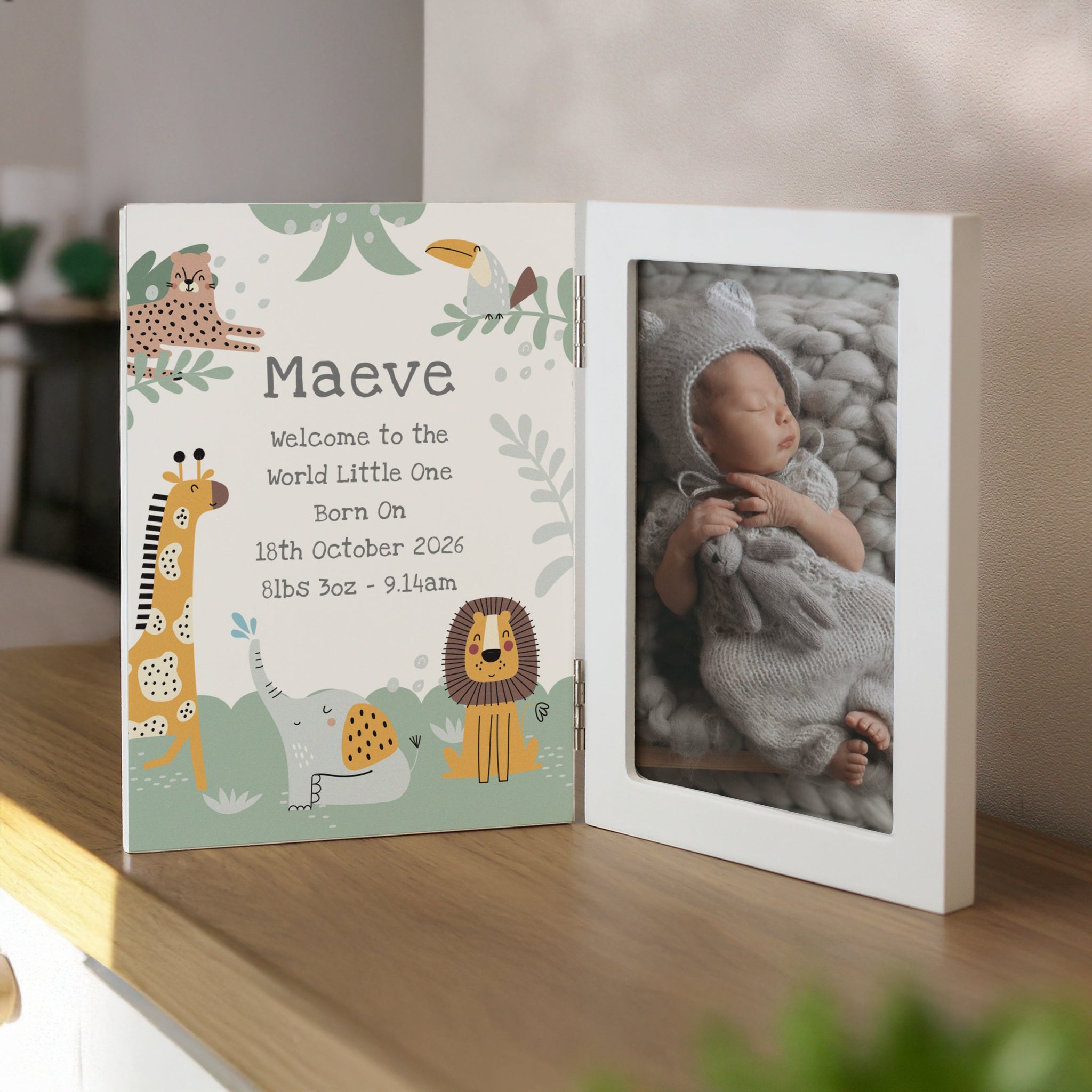 Personalised Animals Wooden Hinged 6x4 Photo Frame: 2 - Photo Frames By Gift Moments