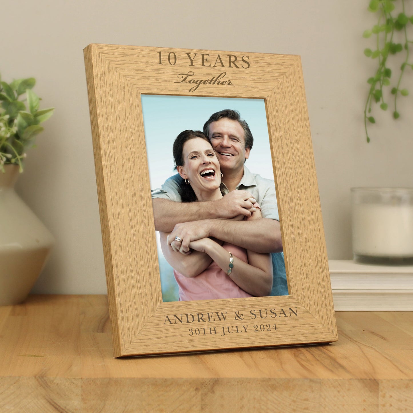 Personalised Anniversary 5x7 Oak Finish Photo Frame: 2 - Photo Frames By Gift Moments