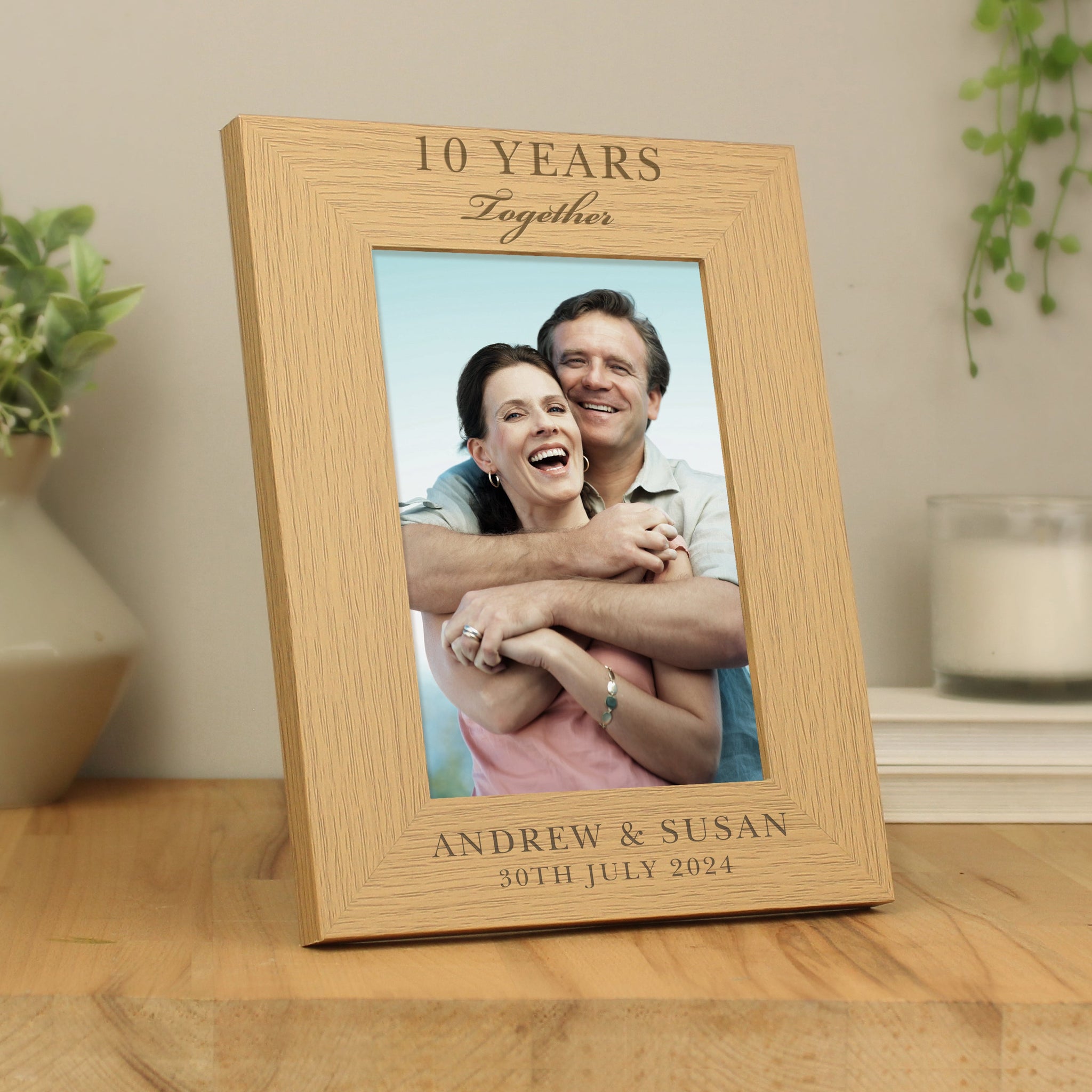 Personalised Anniversary 5x7 Oak Finish Photo Frame: 2 - Photo Frames By Gift Moments