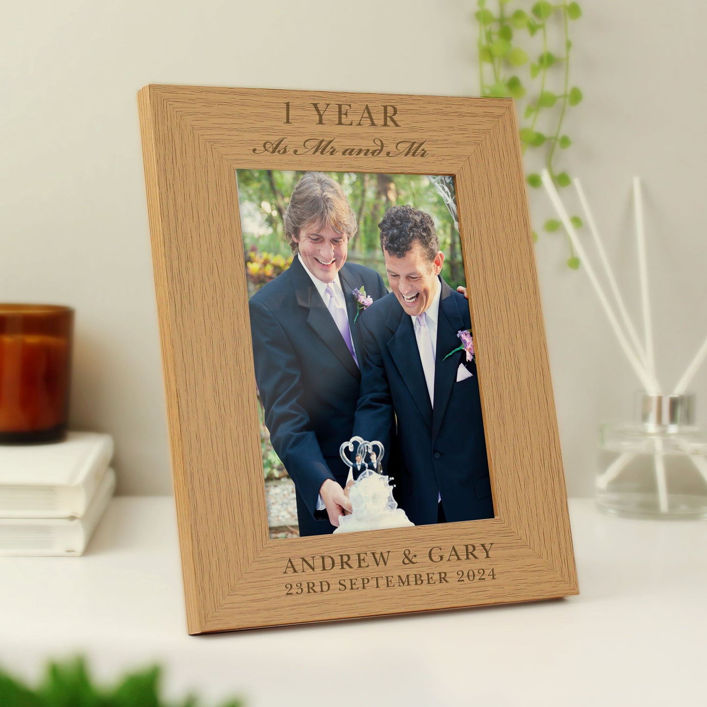 Personalised Anniversary 5x7 Oak Finish Photo Frame: 3 - Photo Frames By Gift Moments