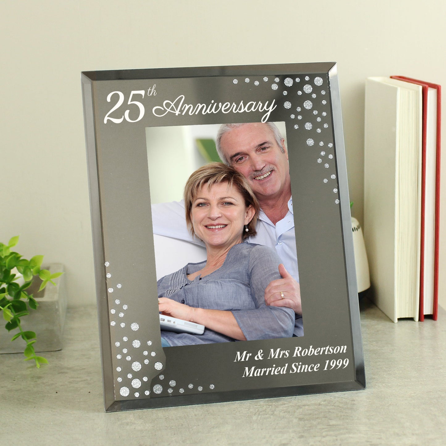 Personalised Anniversary 6x4 Diamante Glass Photo Frame: 1 - Photo Frames By Gift Moments