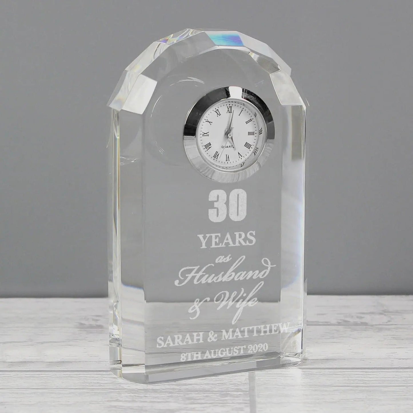 Personalised Anniversary Crystal Clock: 1 - Clocks By Gift Moments