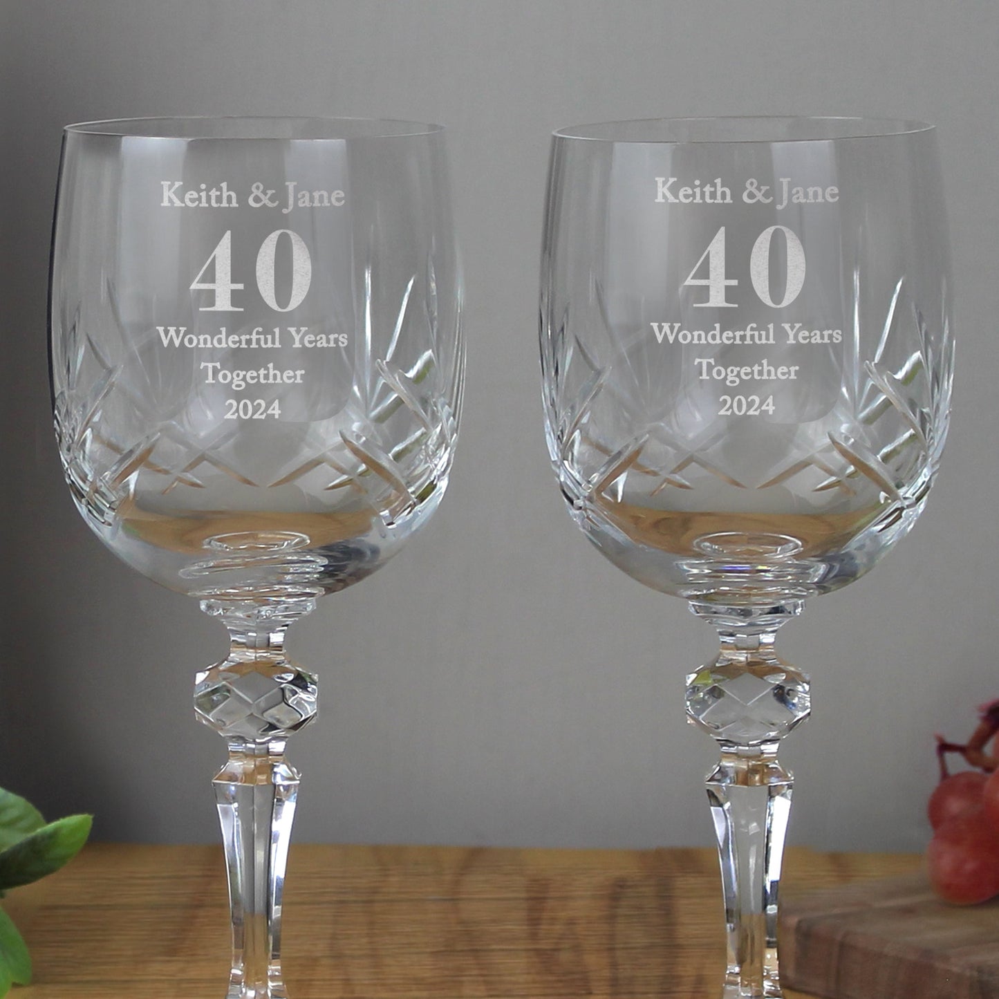 Personalised Anniversary Pair of Crystal Wine Glasses: 1 - Wine Glasses By Gift Moments