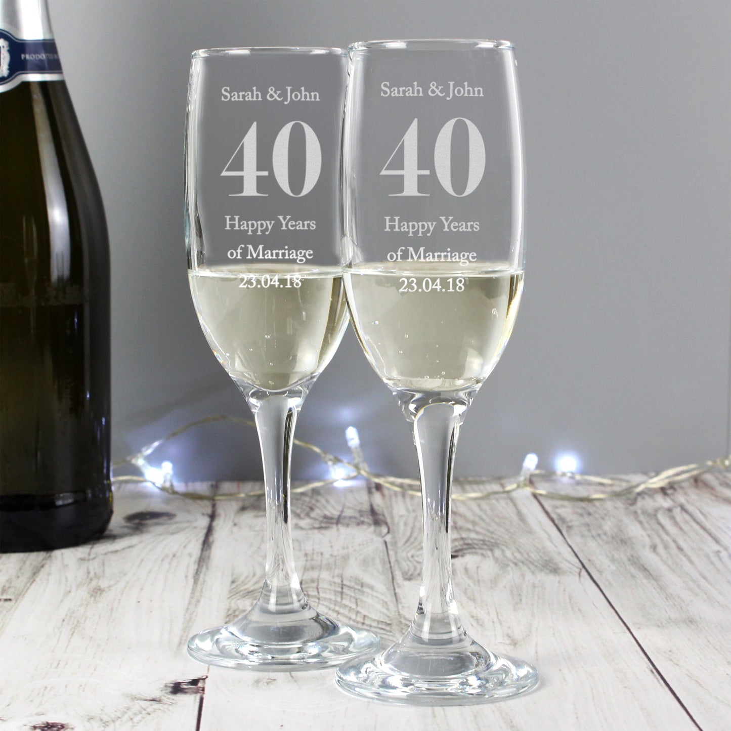 Personalised Anniversary Pair of Flutes: 3 - Champagne Flutes By Gift Moments