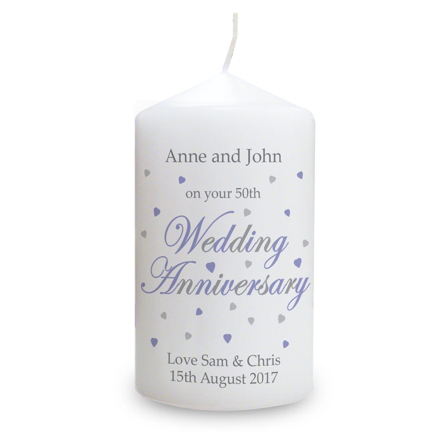 Personalised Anniversary Pillar Candle: 3 - Candles By Gift Moments