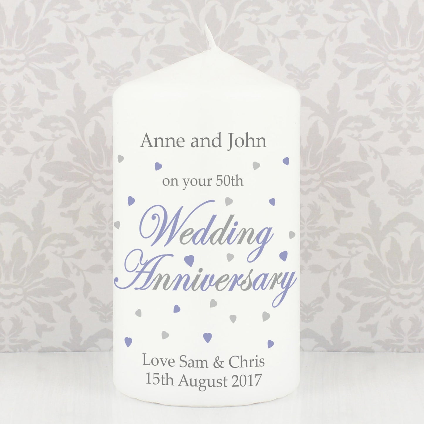 Personalised Anniversary Pillar Candle: 4 - Candles By Gift Moments