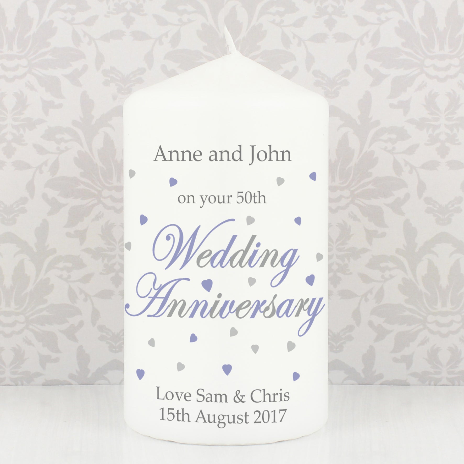 Personalised Anniversary Pillar Candle: 4 - Candles By Gift Moments