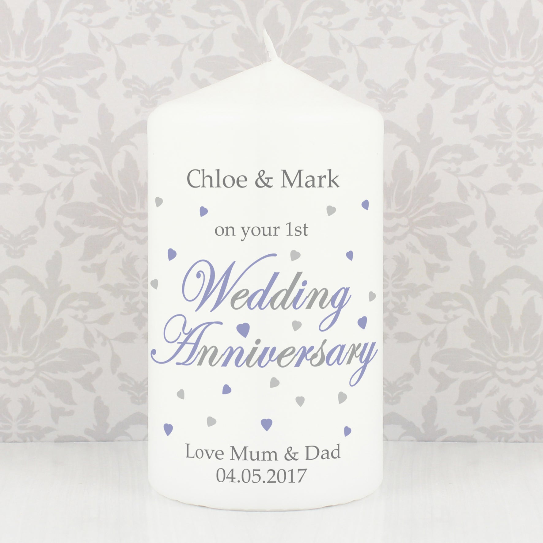 Personalised Anniversary Pillar Candle: 2 - Candles By Gift Moments