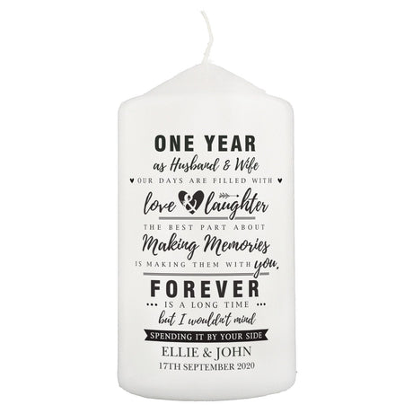 Personalised Anniversary Pillar Candle: 3 - Candles By Gift Moments