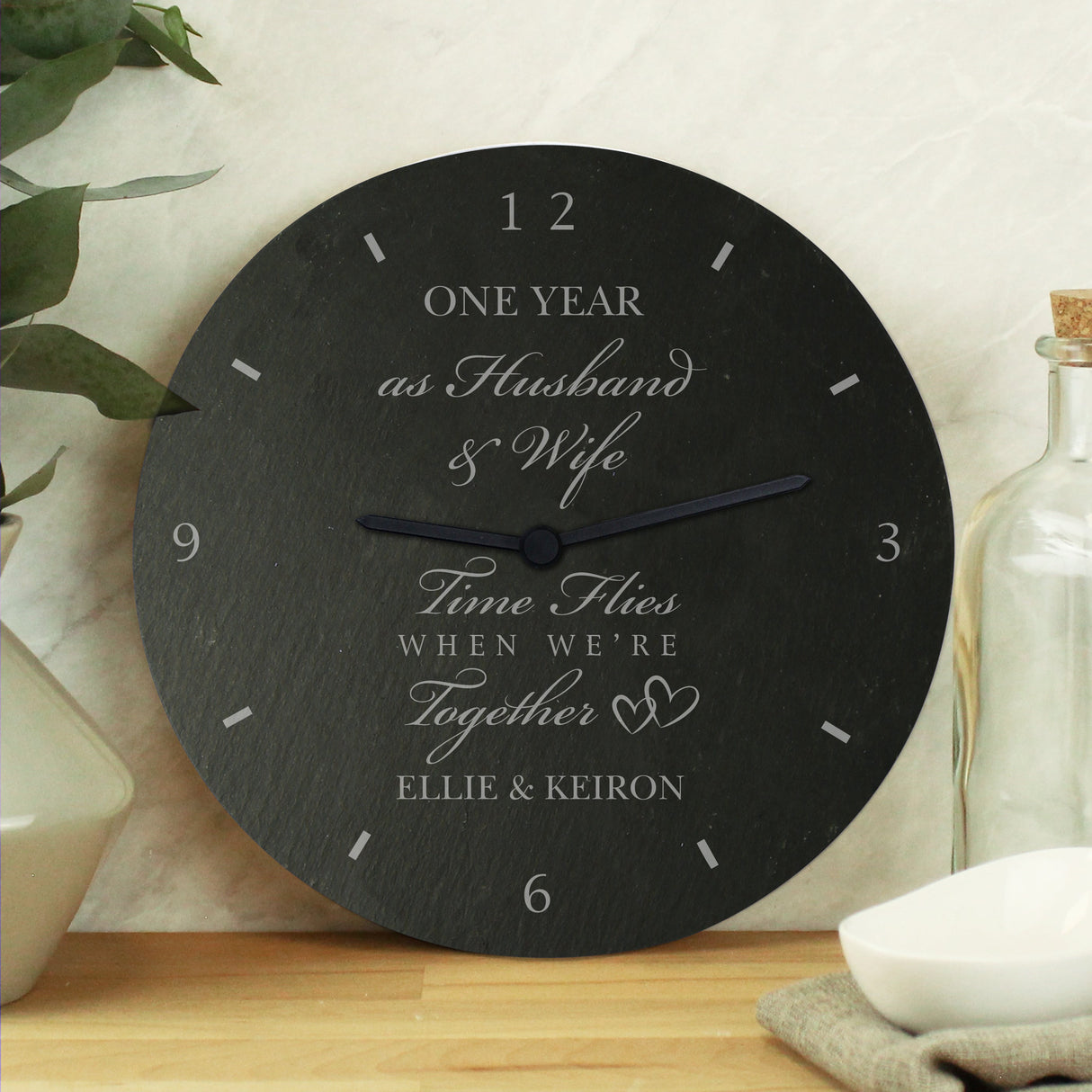 Personalised Anniversary Slate Clock: 5 - Clocks By Gift Moments