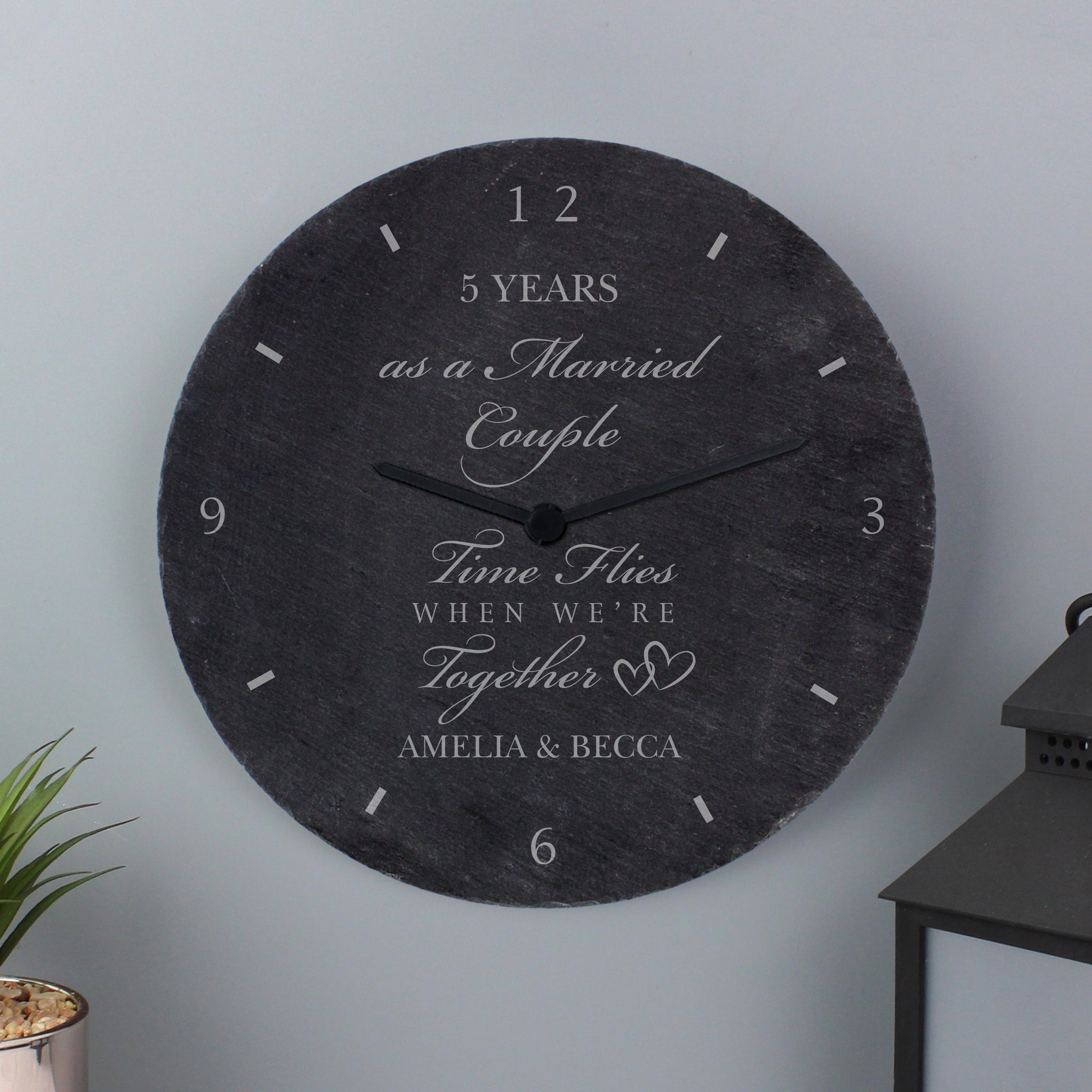 Personalised Anniversary Slate Clock: 2 - Clocks By Gift Moments