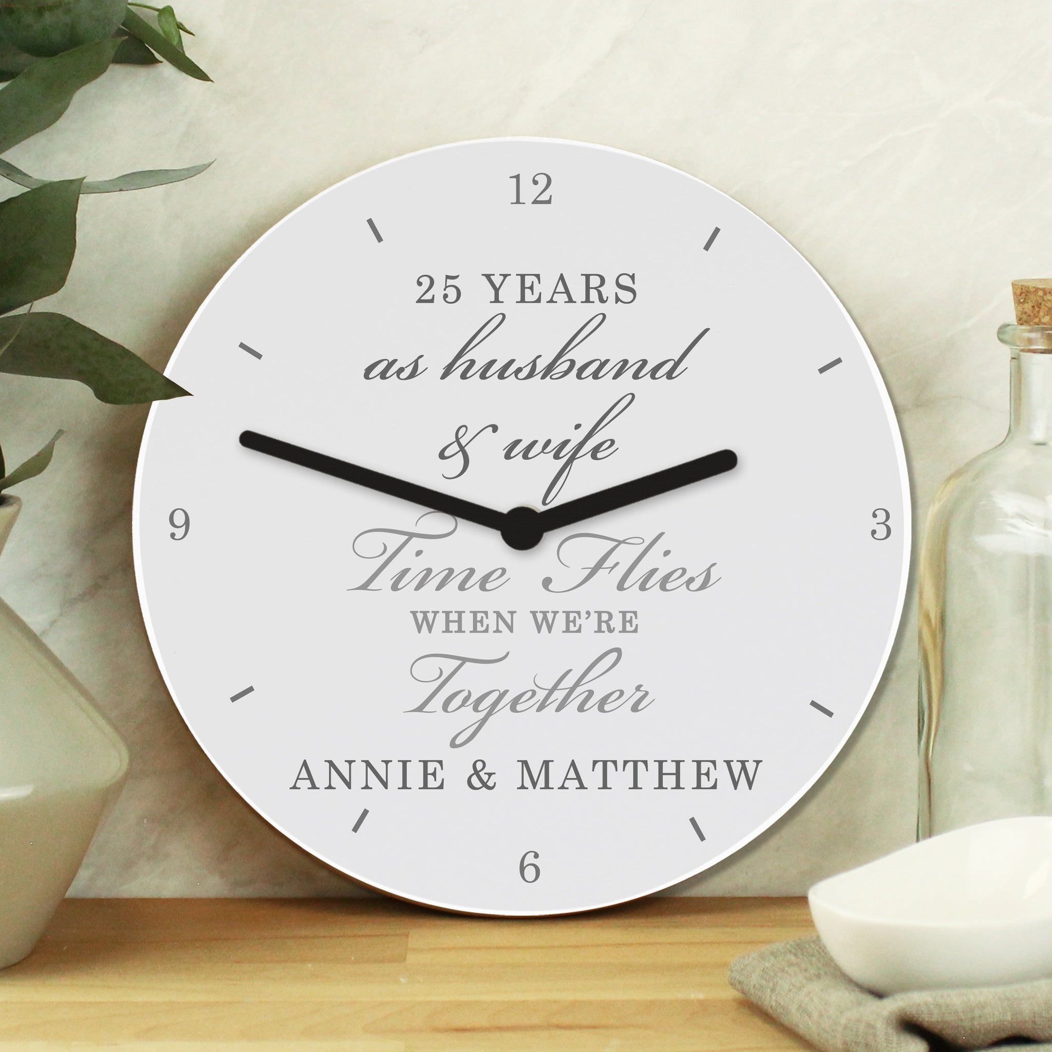 Personalised Anniversary Wooden Clock: 1 - Clocks By Gift Moments