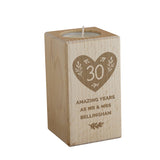 Personalised Anniversary Wooden Tealight Holder: 4 - Candle Holders By Gift Moments