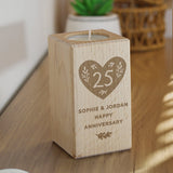 Personalised Anniversary Wooden Tealight Holder: 2 - Candle Holders By Gift Moments
