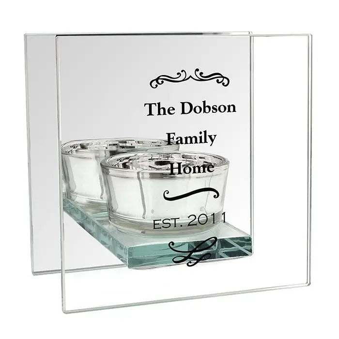 Personalised Antique Scroll Mirrored Glass Tea Light Candle Holder: 2 - Candle Holders By Gift Moments