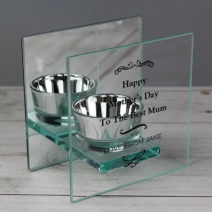 Personalised Antique Scroll Mirrored Glass Tea Light Candle Holder: 3 - Candle Holders By Gift Moments