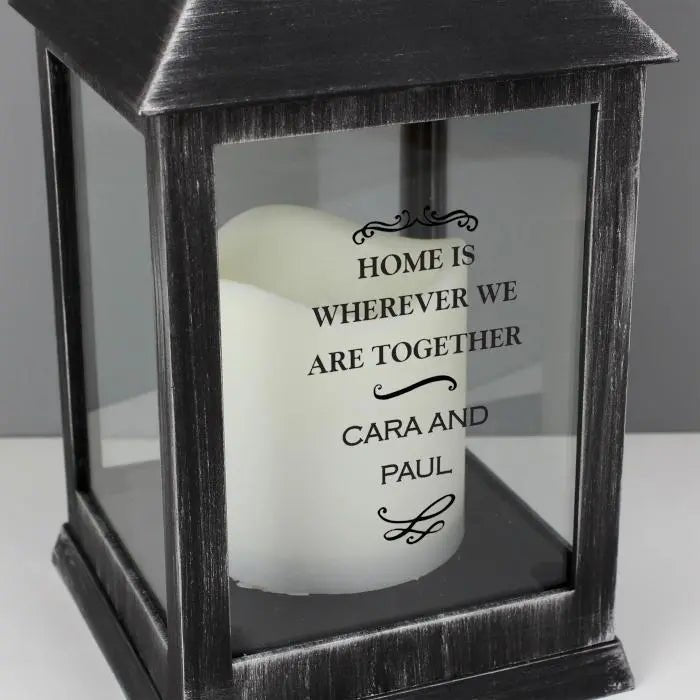 Personalised Antique Scroll Rustic Black Lantern: 2 - LED Lighting By Gift Moments