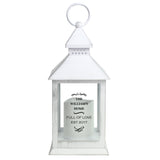 Personalised Antique Scroll White Lantern: 5 - LED Lighting By Gift Moments