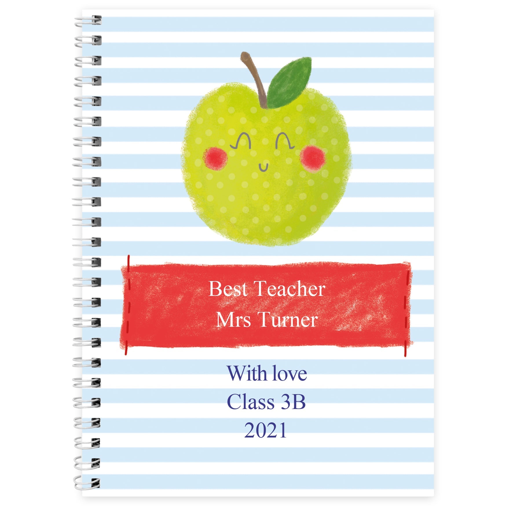Personalised Apple for the Teacher A5 Notebook: 4 - Notebooks By Gift Moments