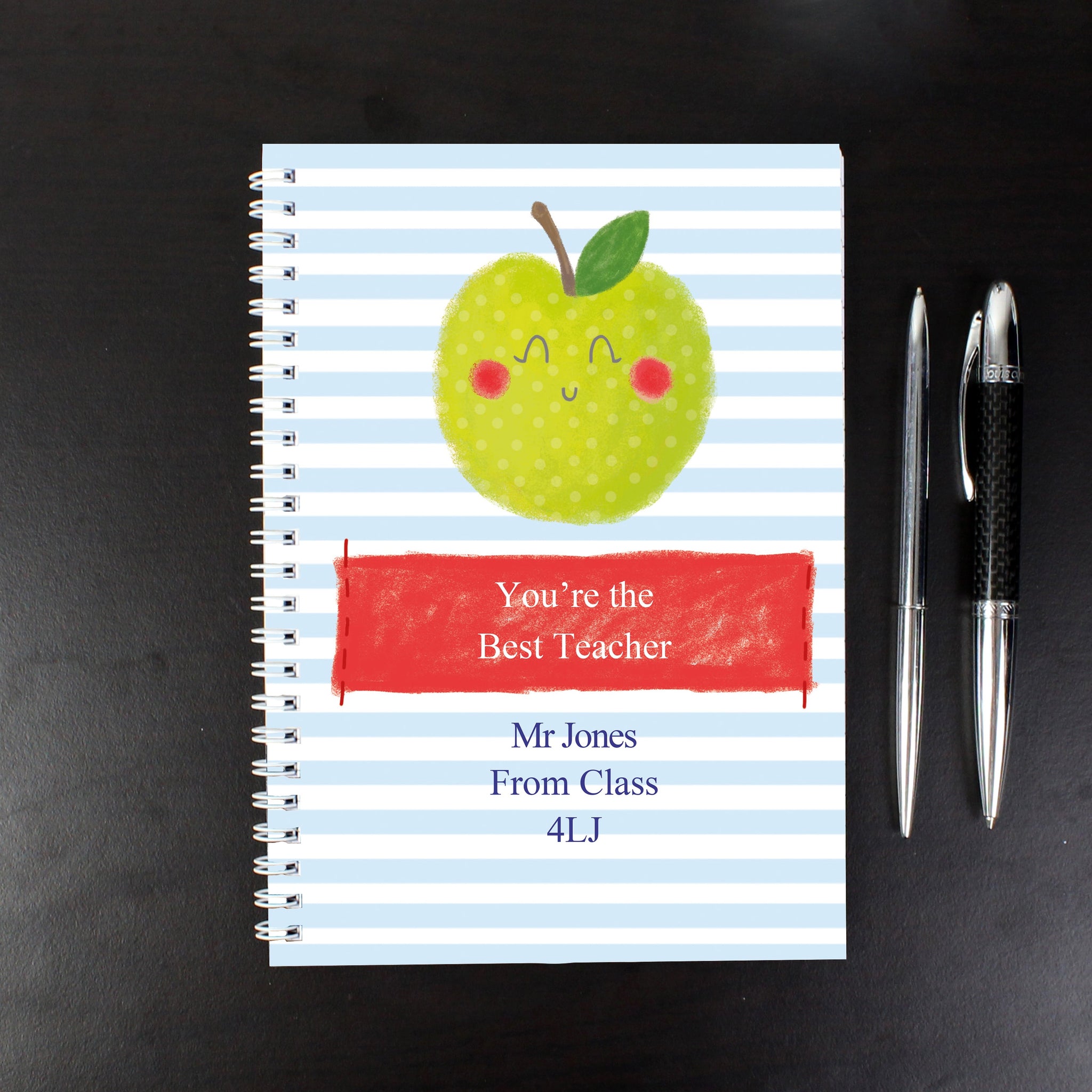 Personalised Apple for the Teacher A5 Notebook: 2 - Notebooks By Gift Moments