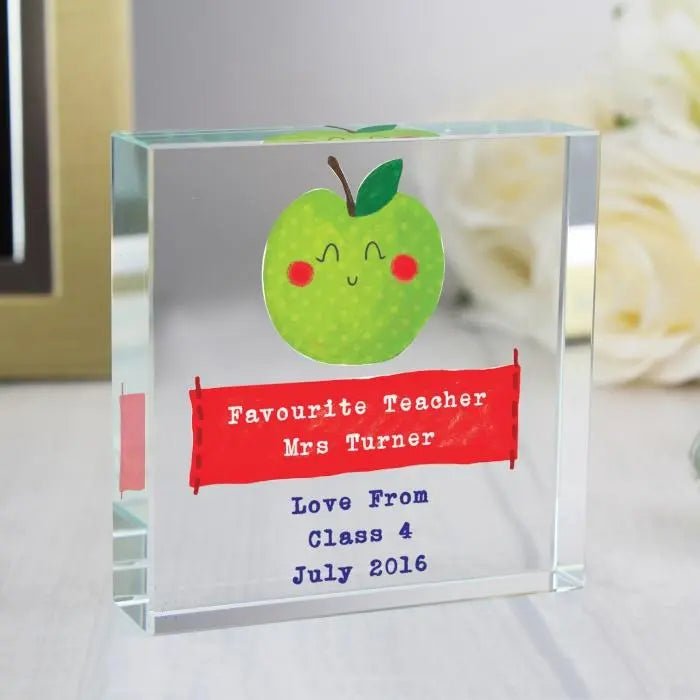 Personalised Apple for the Teacher Crystal Token: 4 - Crystal Tokens By Gift Moments